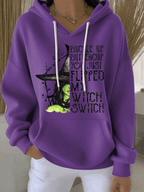 Women's Buckle Up Buttercup You Just Flipped My Witch Switch Print Casual Hooded Sweatshirt