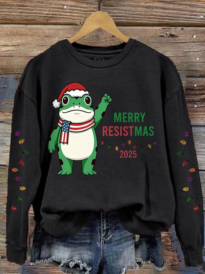 Women'S Casual Merry Resistmas Print Sweatshirt