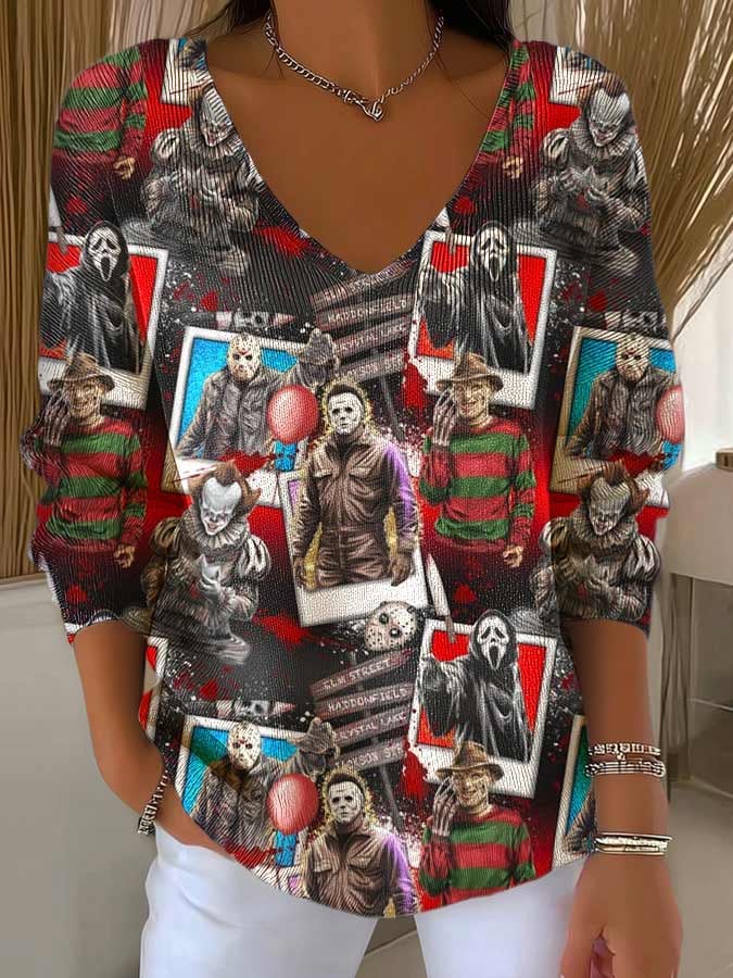 Horror Movies Halloween Art Printed Long Sleeve Top