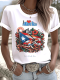 Puerto Rico Singer Printed Crew Neck T-shirts