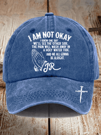 Unisex Distressed Washed Cotton I‘M Not OK Country Musicn Printed Hat