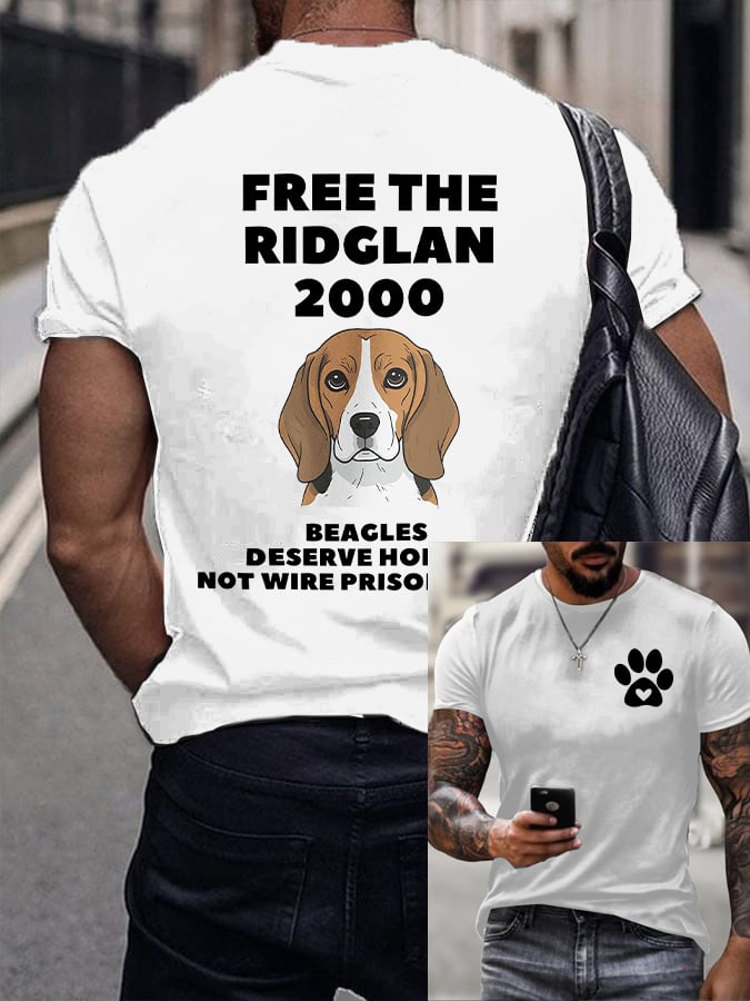 Men's Beagles Deserve Homes Not Wired Prison Cells Print Round Neck T-shirt