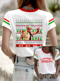 Women's Printed Round V-Neck T-Shirt