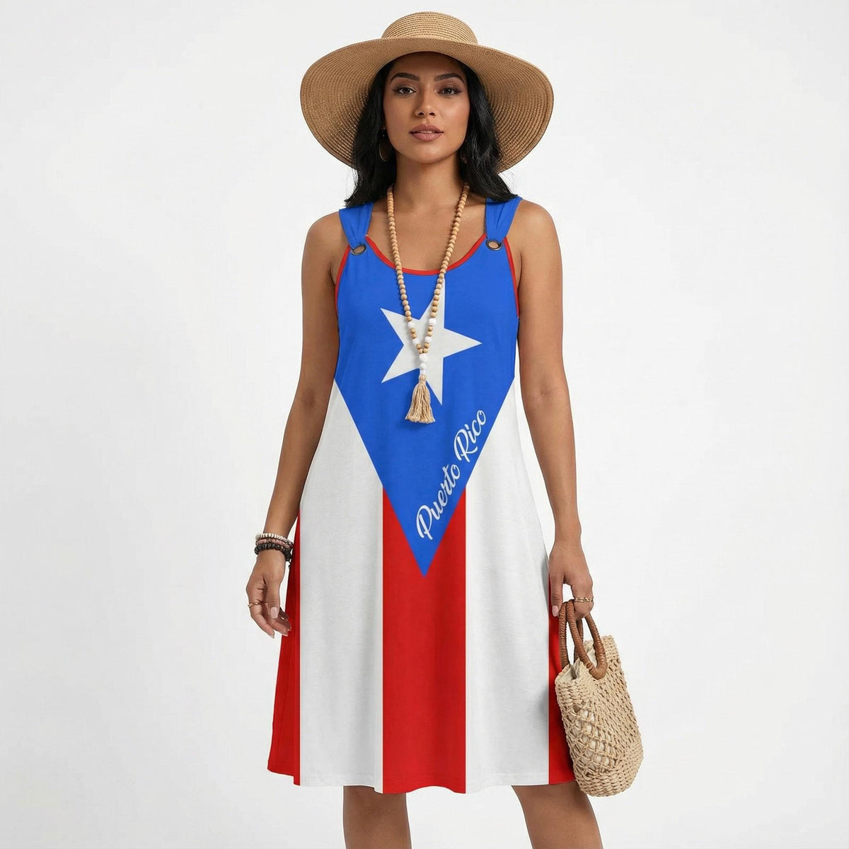 Puerto Rican Women's Round-Shoulder Strap Fashion Summer Sleeveless Dress