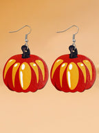 Women's Autumn Leather Pumpkin Maple Leaf Earrings