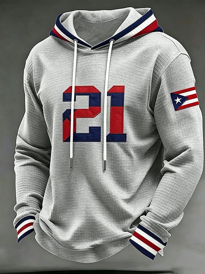 Men's Puerto Rico Baseball Print Long-Sleeve T-Shirt
