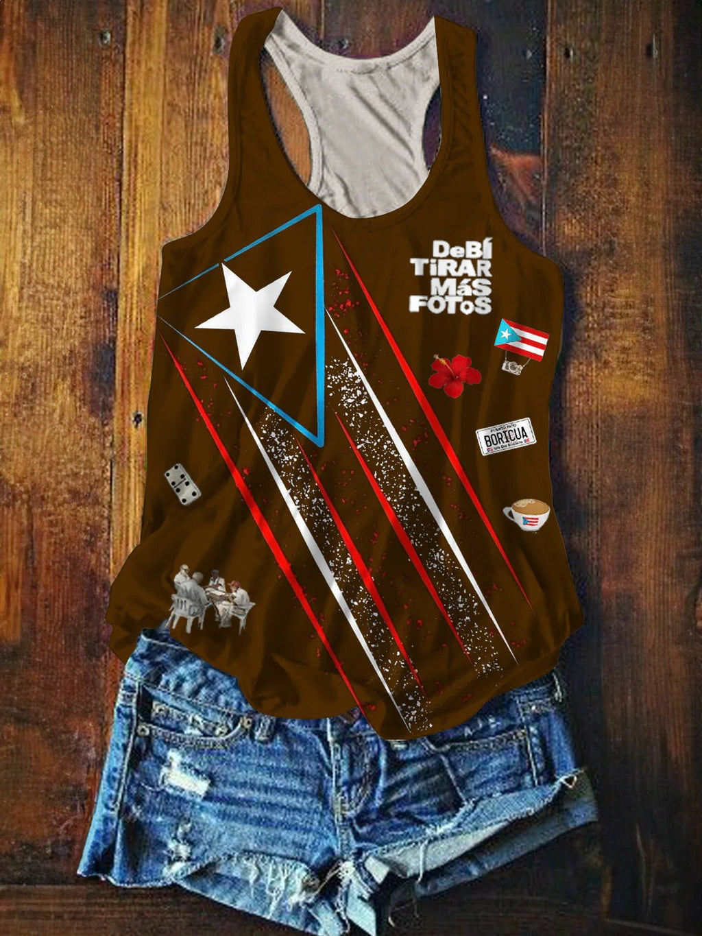 Puerto Rico Printed Casual Tank Top