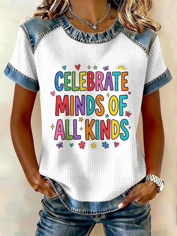 Women's Celebrate Minds of All Kinds Autism Print T-shirt