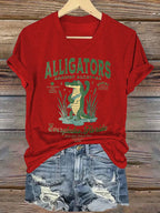 Women's Fashion Casual Retro Crocodile Island Resistance Fdt Print T-Shirt