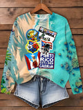 Puerto Rico Singer Booricua Decorate Printed Sweatshirt