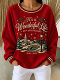 Women's It's A Wonderful Life Christmas Printed Casual Sweatshirt