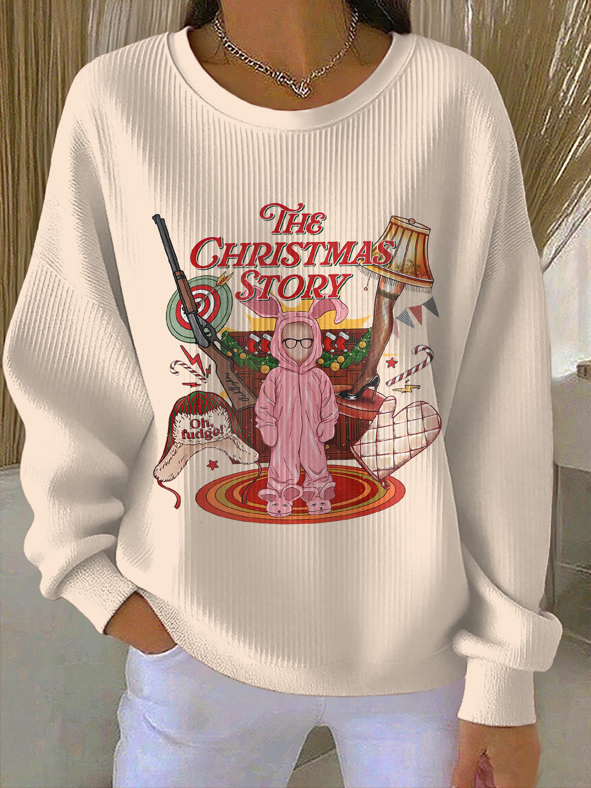 Merry Christmas Printed Casual Knit Top