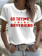 Women's Football Print Crew Neck T-Shirt