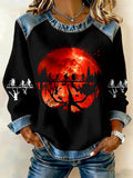 Stranger Printed Patchwork Casual Sweatshirt