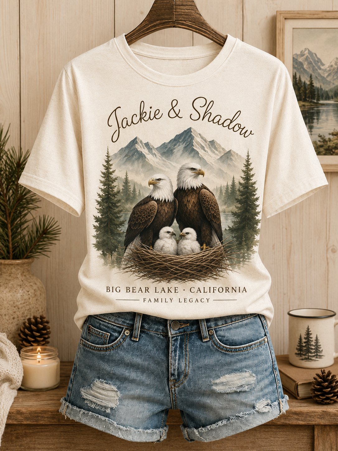 🔥🔥2nd 50% Off 🔥🔥Women's Family Legacy Big Bear Lake California Wildlife Print Tee