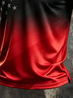 Men's Retro Patriotic Color-Block Short-Sleeve Polo Shirt