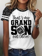 Women's Football That's My Grandson Out There Print Casual T-Shirt