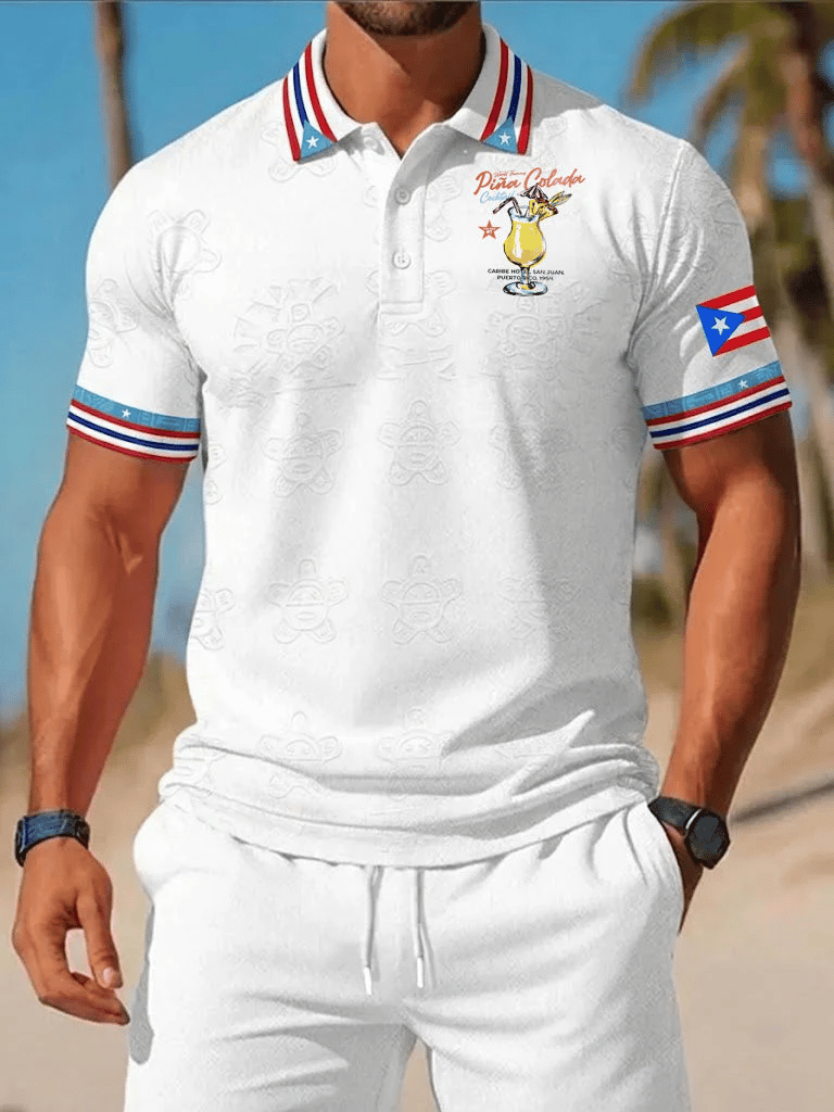 Men's Puerto Rico Print Casual Polo