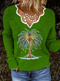 Women's Christmas Palm Tree Print Top