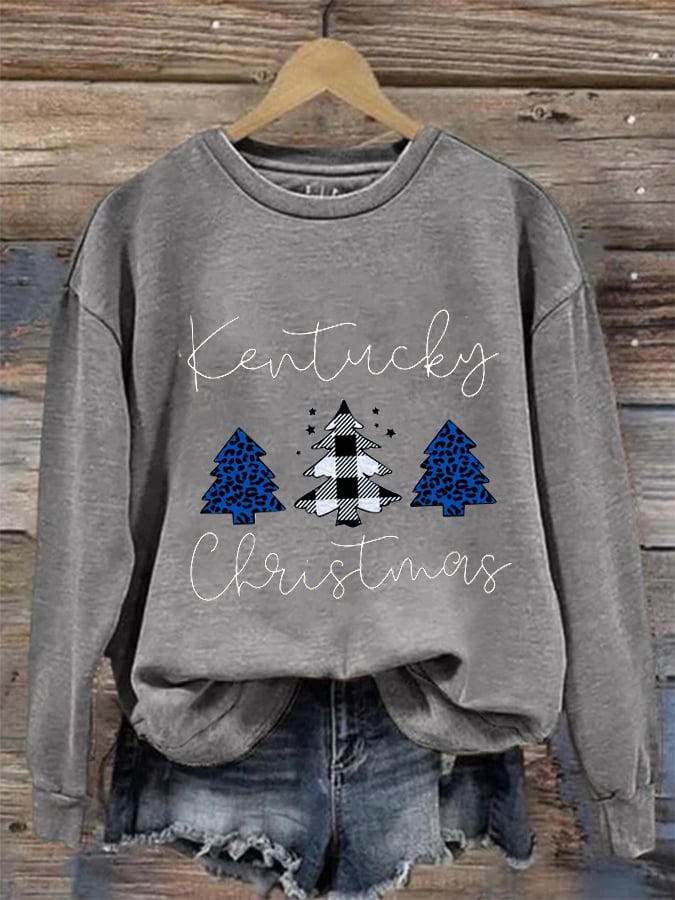Women's Casual Kentucky Christmas Printed Sweatshirt