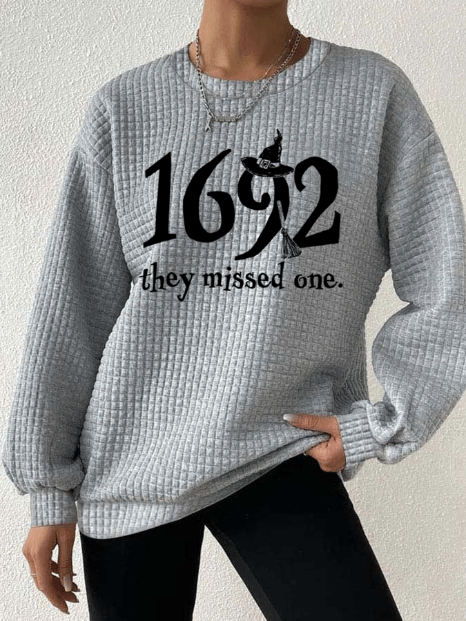 Women's 1692 They Missed One Round Neck Waffle Sweatshirt