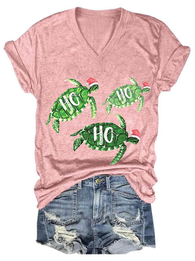 Women's Casual Hawaiian  Christmas Print Short Sleeve T-Shirt