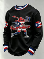 Men's Puerto Rico Baseball Print Long-Sleeve T-Shirt