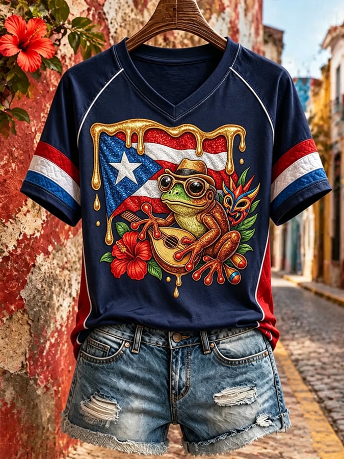 Women's Puerto Rican Art Print Top