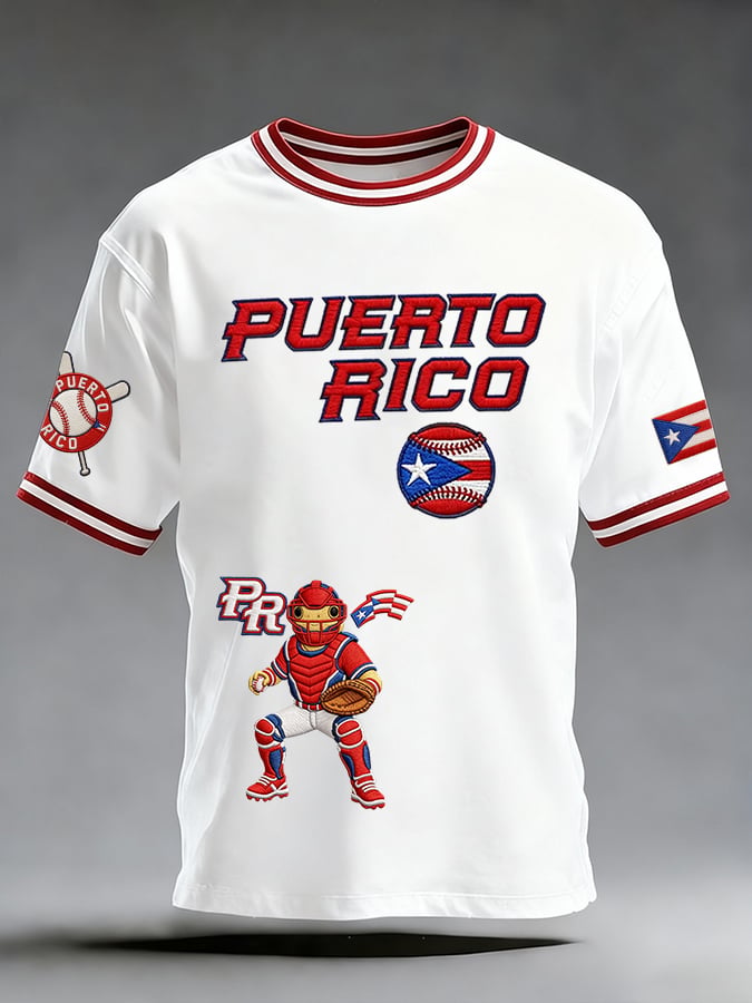 Men's Puerto Rico Baseball Fan Casual T-Shirt