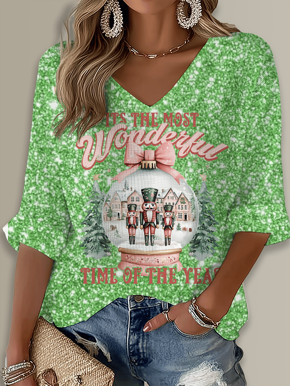 Merry Christmas Printed Long Sleeve Top