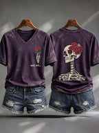 Women's Retro Halloween Well, Shit... Print V Neck T-Shirt