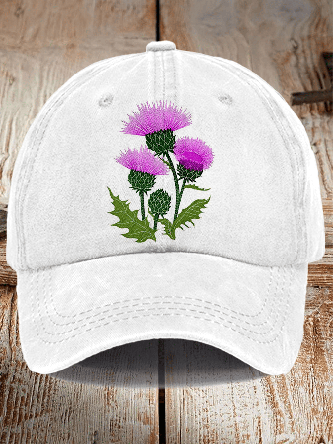 Scottish Thistle Floral Print Hat