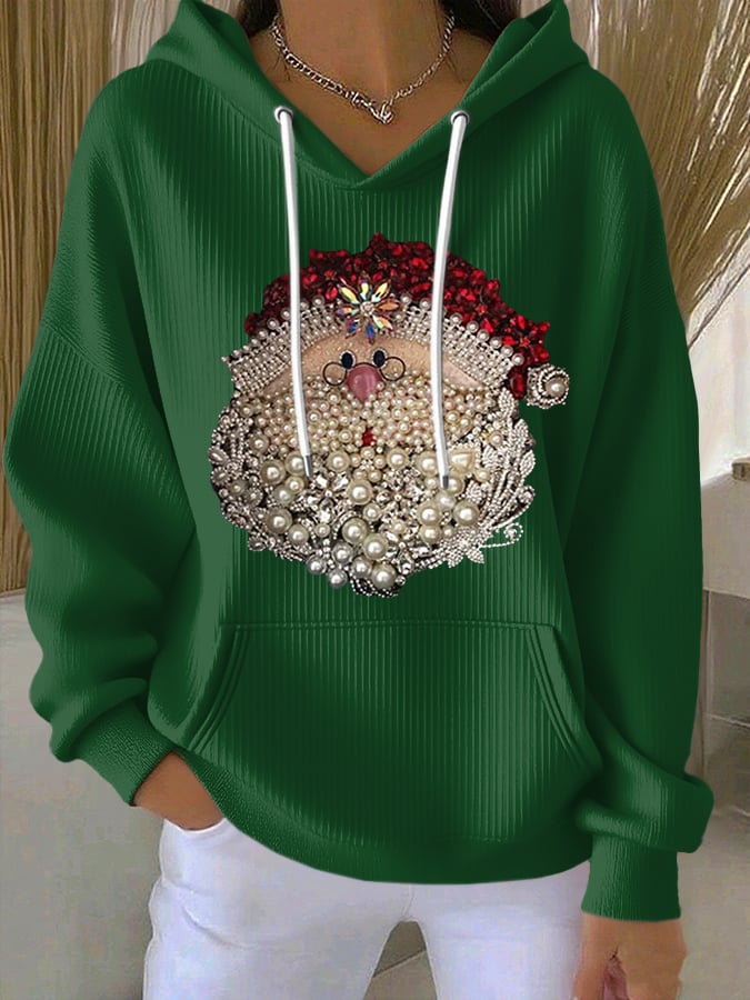 Women's Retro Christmas Print Casual Hoodie