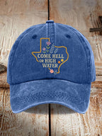 Retro Texas Strong Come Hell Or High Water Print Baseball Cap