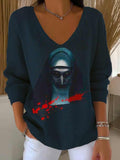 Horror Movies Halloween Art Printed Long Sleeve Top