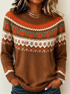Women's Halloween Pumpkin Print Knit Top