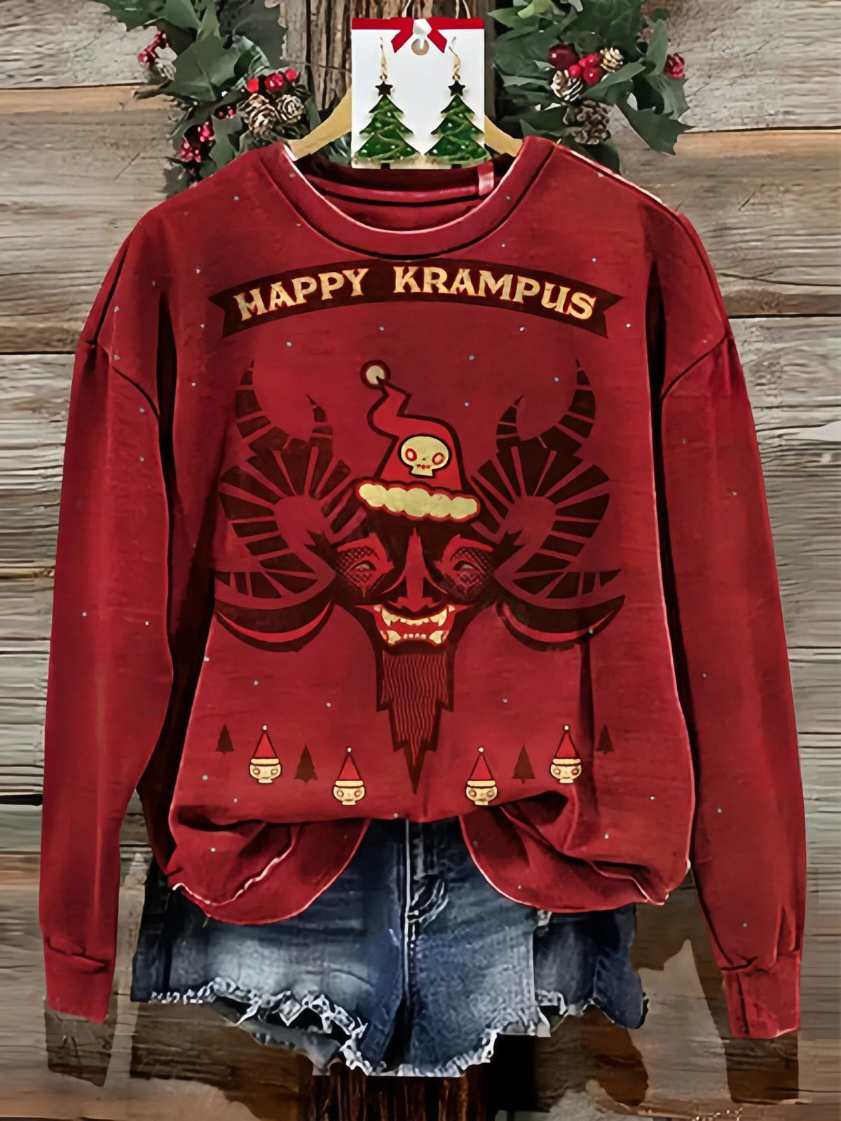 Merry Krampus Funny Christmas Print Unisex Casual Sweatshirt