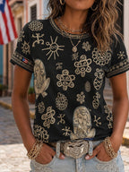 Women's Puerto Rico Printed round  T-shirt