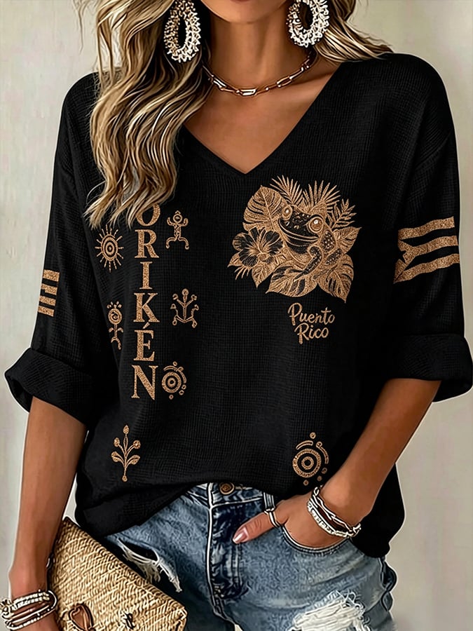 Women's Puerto Rico Printed round neck short sleeve T-shirt