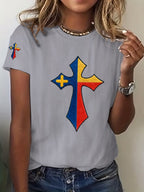Women's God Bless Texas Cross Casual T-Shirt