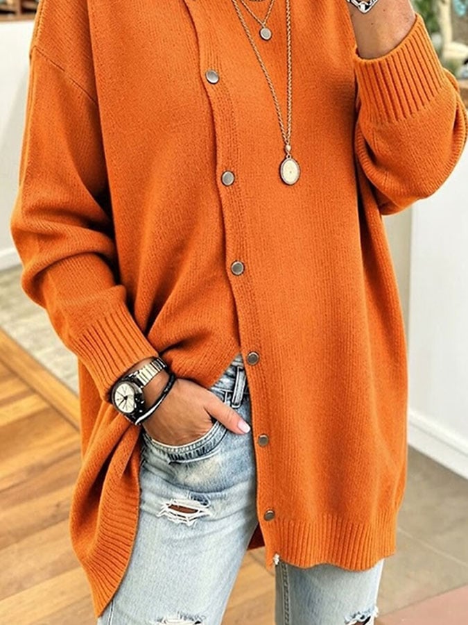 Women's Casual Solid-Color Knit Sweater