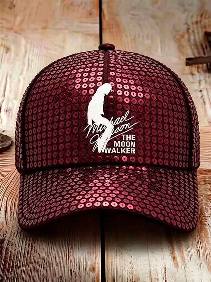 Unisex Retro Commemorative Baseball Cap: "King of Pop" Faux-Sequin Print Edition