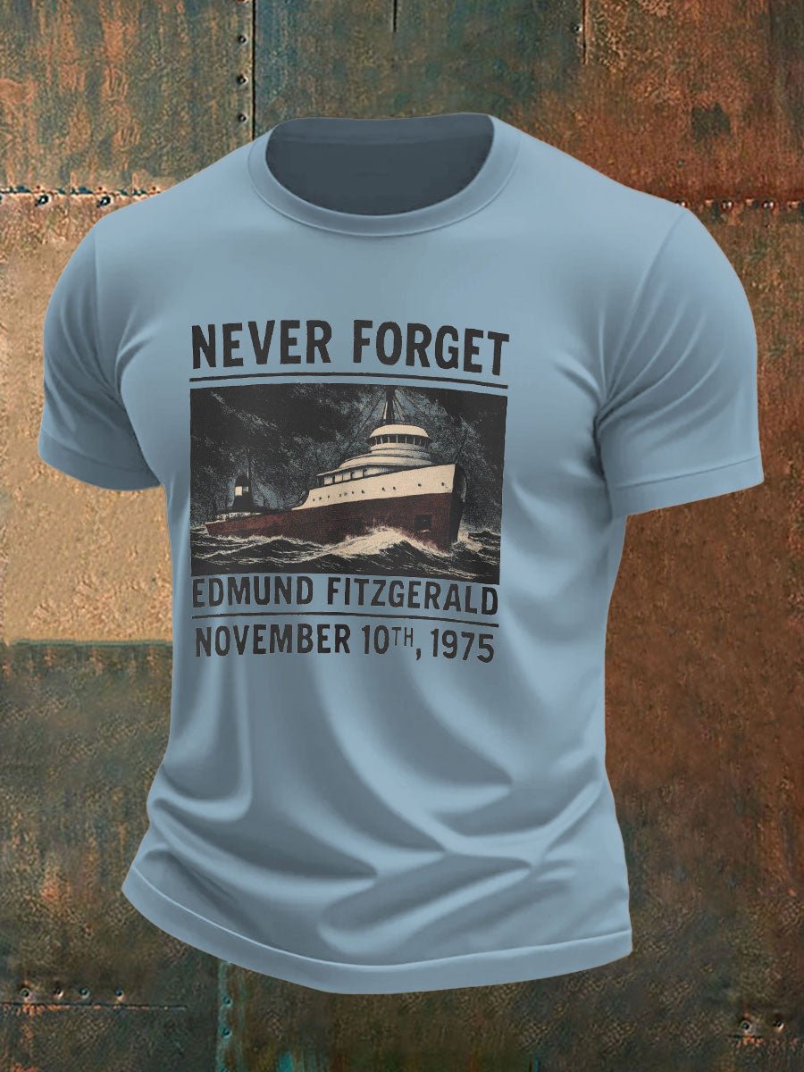 Men's Never Forget Edmund Fitzgerald November 10th 1975 Print T-shirt