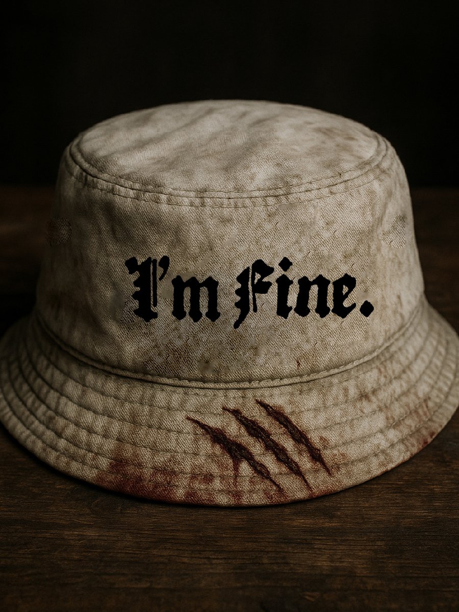 Vintage I'm Fine Bloody Print Bucket Hat
