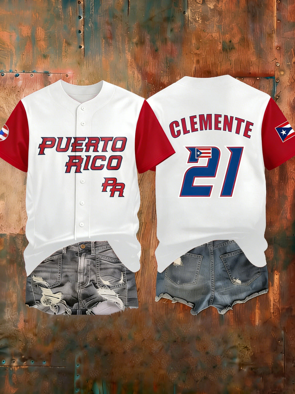 Women's Puerto Rico Baseball Print Shirt