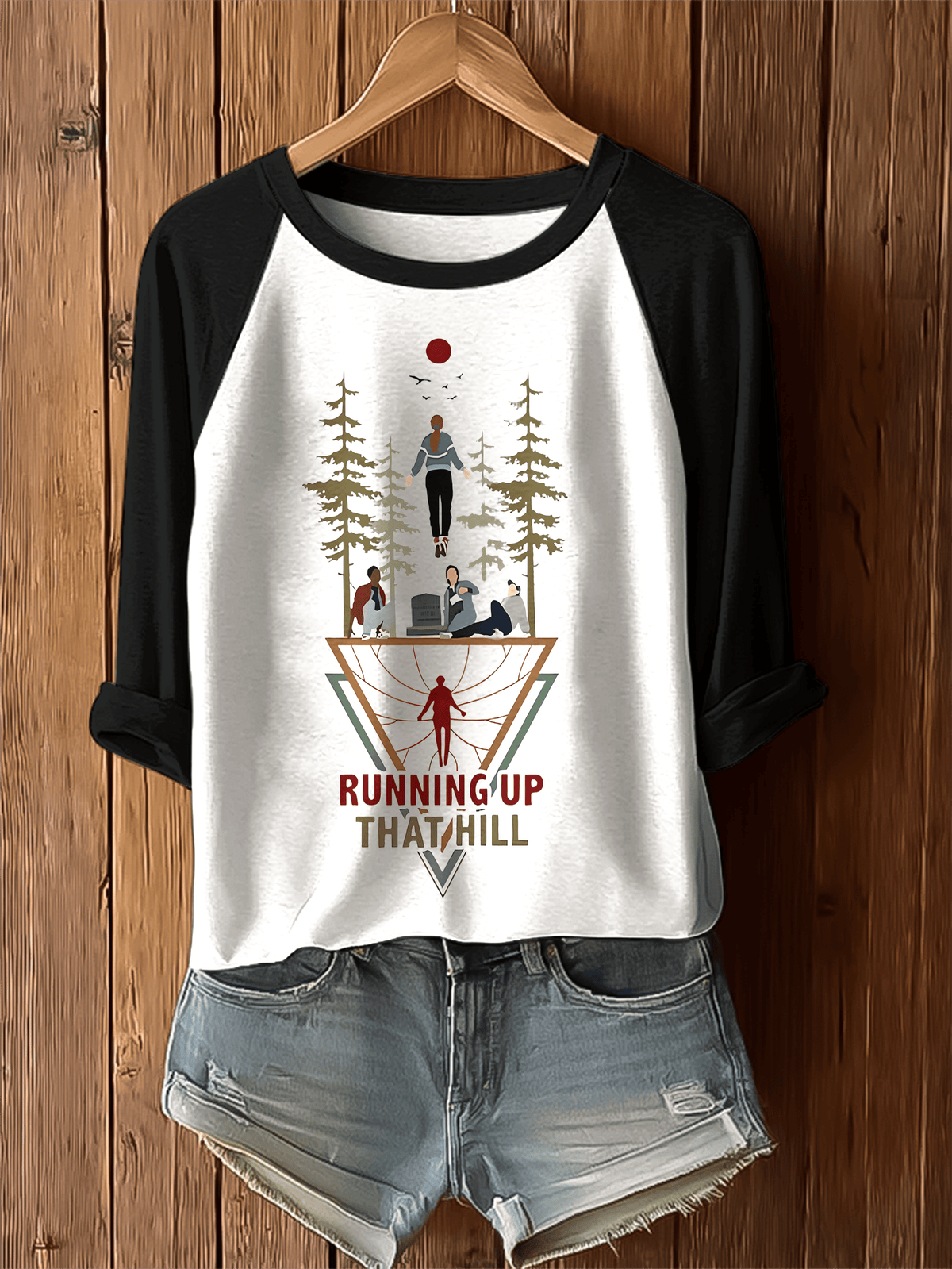 Running Up That Hill Stranger Printed Raglan T-shirt