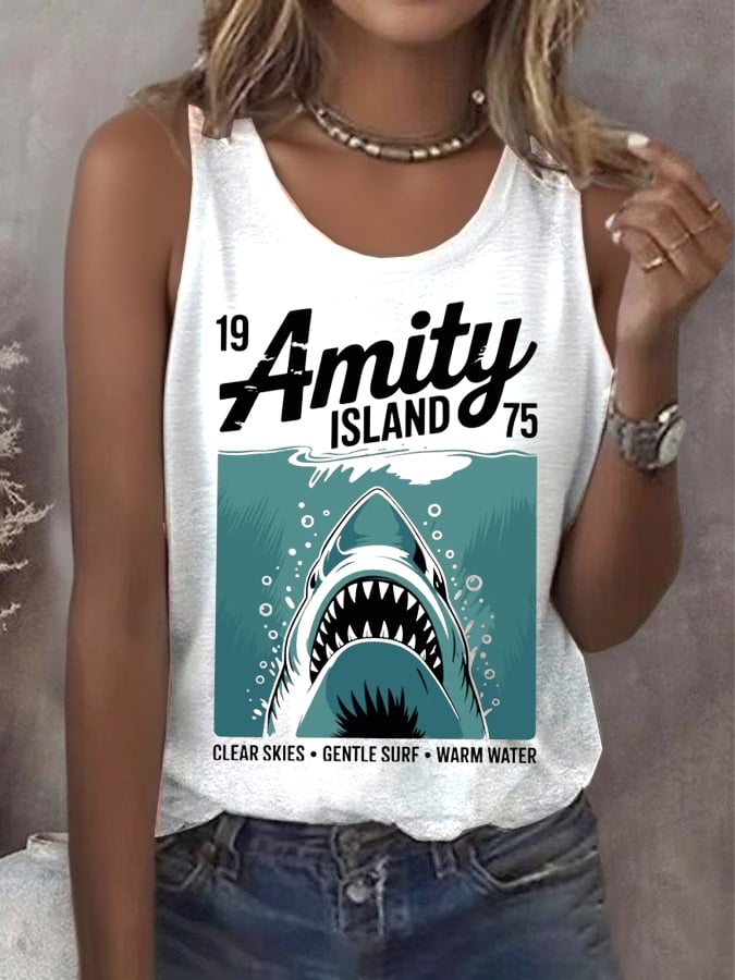 Women's Quint's Shark Fishing - Amity Island 1975 Printed Vest