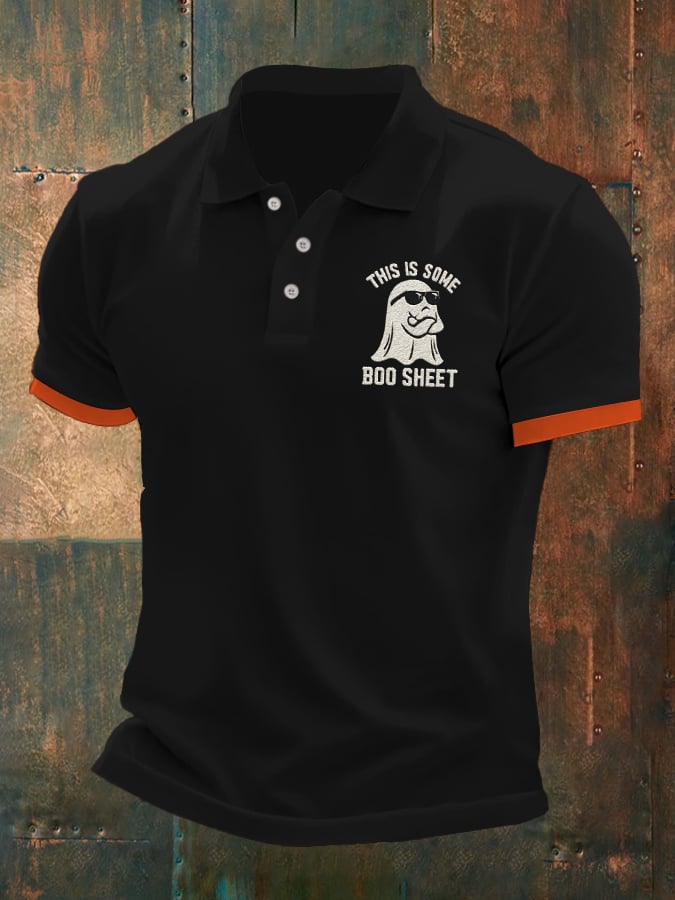 Men's casual Halloween ghost polo shirt
