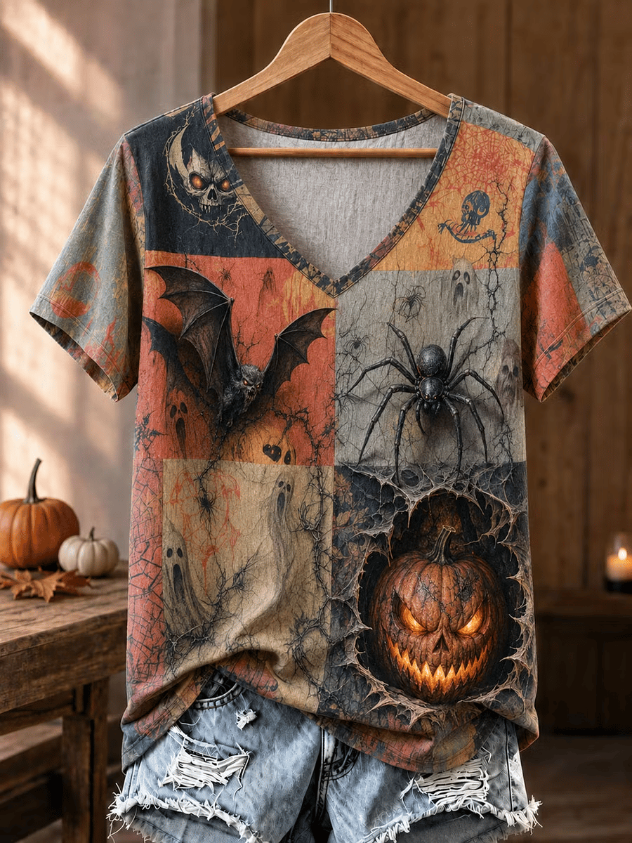 Women's Halloween Ghost Print T-Shirt