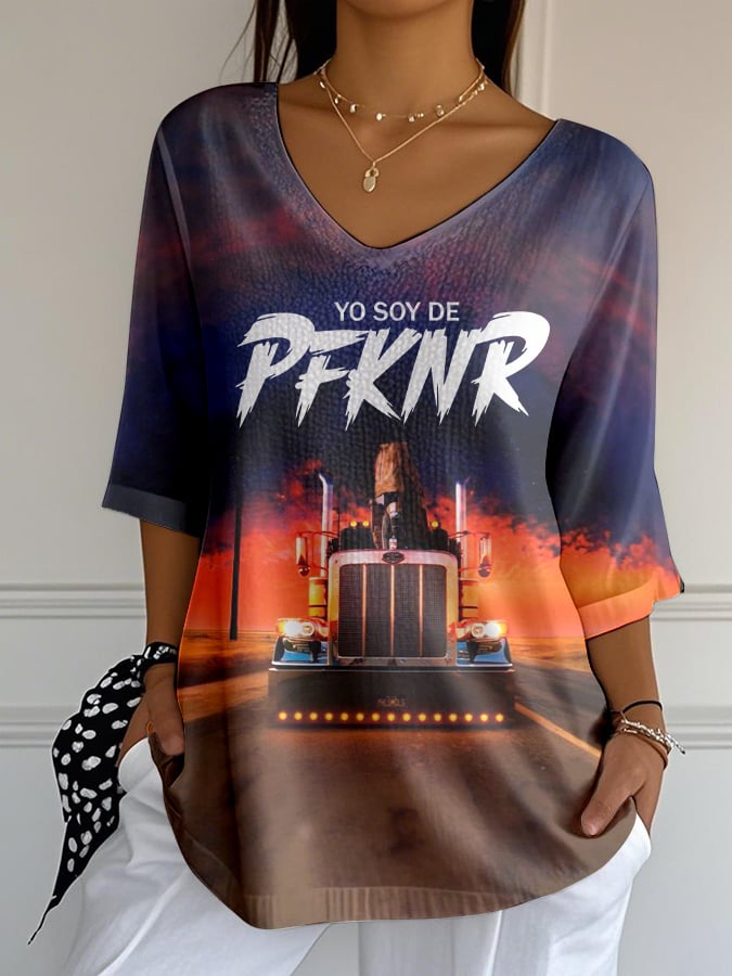 Puerto RIco Singer Boricua Truck Printed Long Sleeve Top